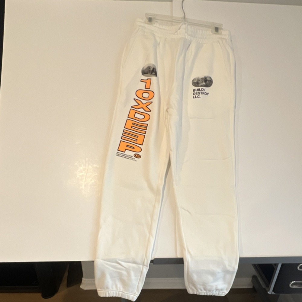 New 10.Deep White‎ Cotton Sweatpants Men Graphic Print Drawstring Waist Tapered